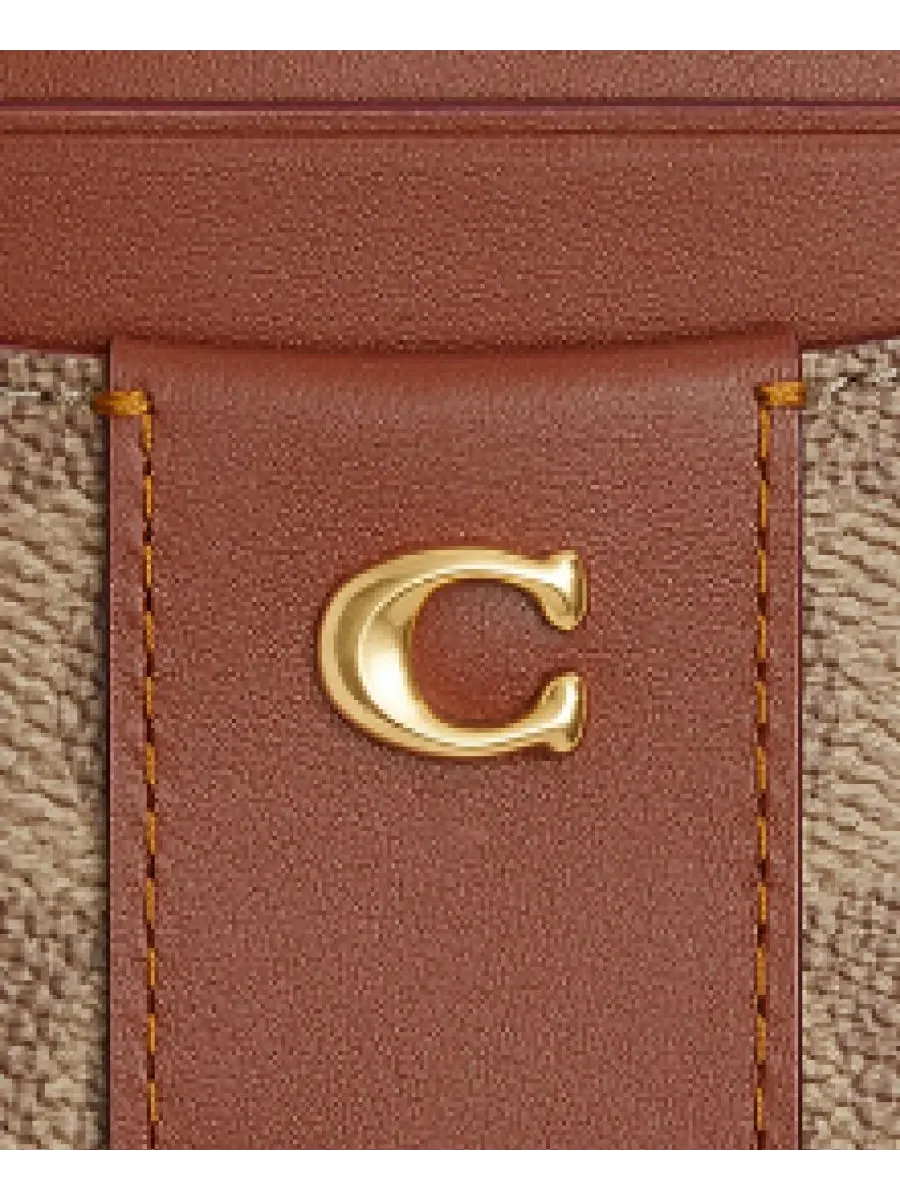 Карточный футляр Signature Essential из холста с покрытием COACH — изображение 3 из 3, бежевый