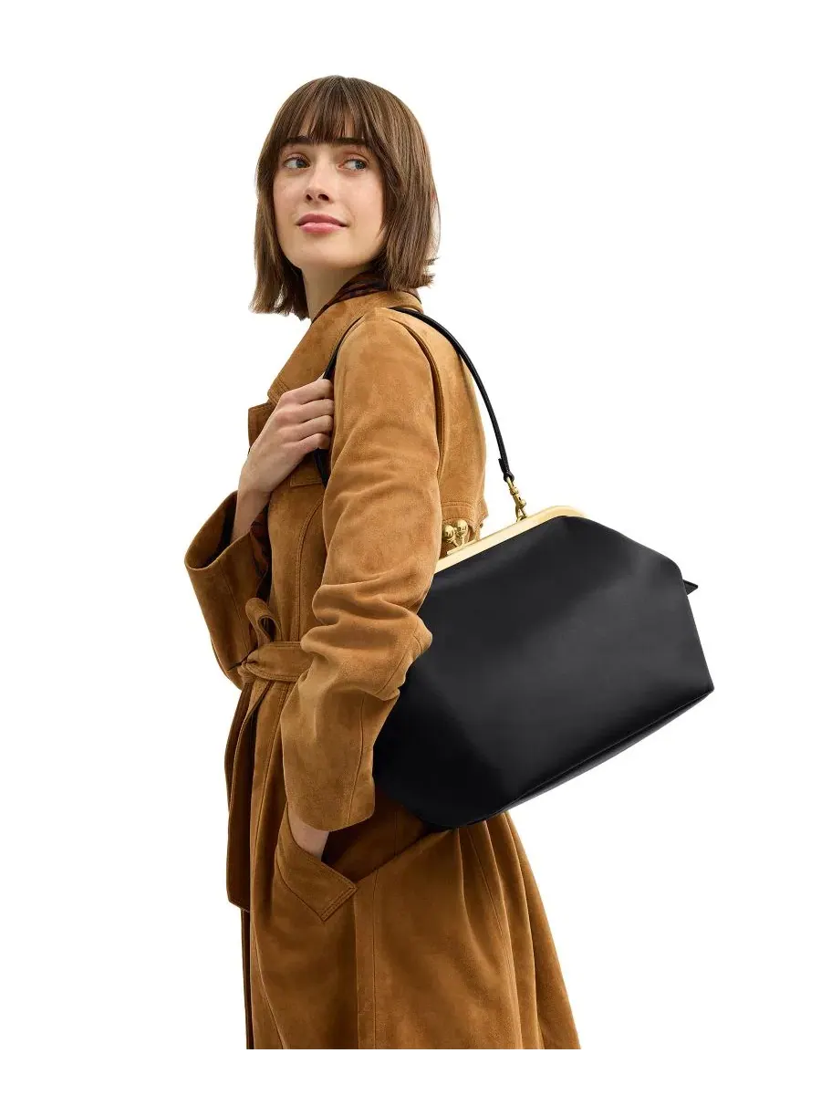 Сумка Kisslock Medium Leather Frame Bag 27 Coach — изображение 3 из 7, черный