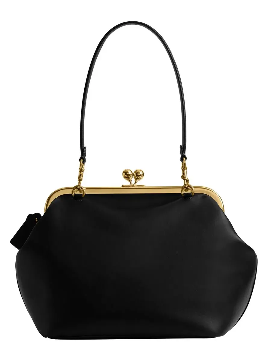 Сумка Kisslock Medium Leather Frame Bag 27 Coach — изображение 4 из 7, черный