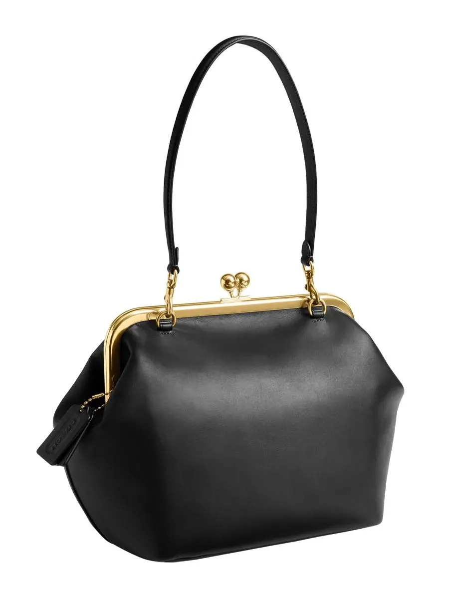 Сумка Kisslock Medium Leather Frame Bag 27 Coach — изображение 5 из 7, черный
