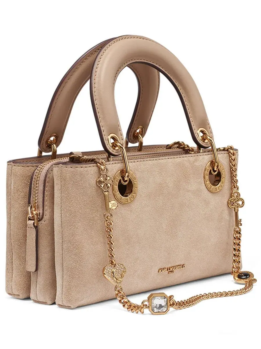 Сумка через плечо с цепочкой, 100% кожа, Benoite Suede Small Shoulder Handbag KARL LAGERFELD PARIS — изображение 3 из 5