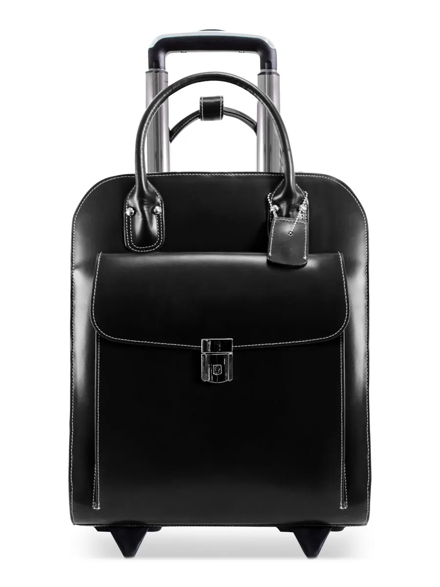 Кожаный портфель на колесиках Uptown для ноутбука McKlein — изображение 10 из 10, черный