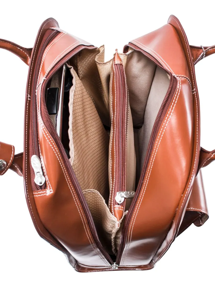 Кожаный портфель на колесиках Uptown для ноутбука McKlein — изображение 2 из 5, коричневый