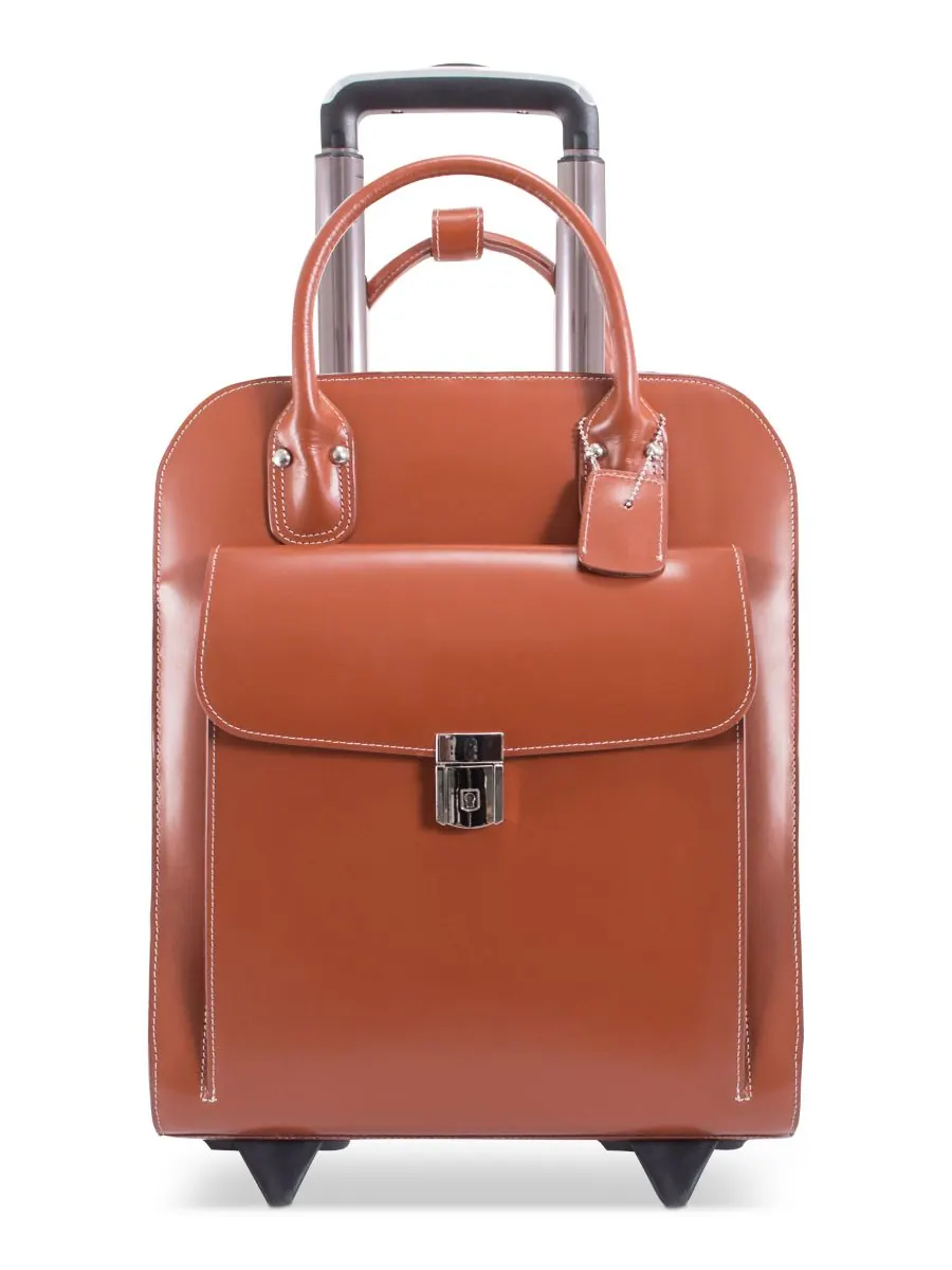Кожаный портфель на колесиках Uptown для ноутбука McKlein — изображение 3 из 5, коричневый