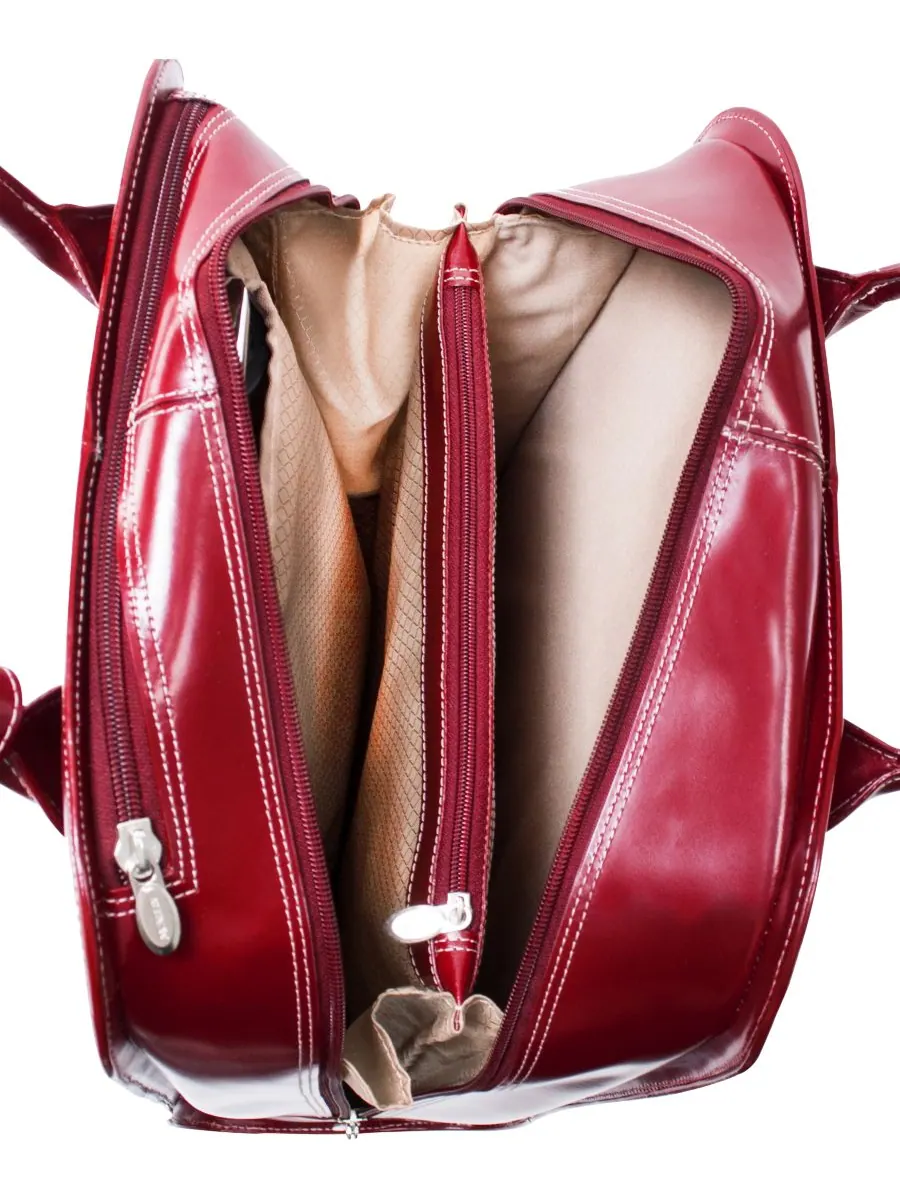 Кожаный портфель на колесиках Uptown для ноутбука McKlein — изображение 5 из 6, красный