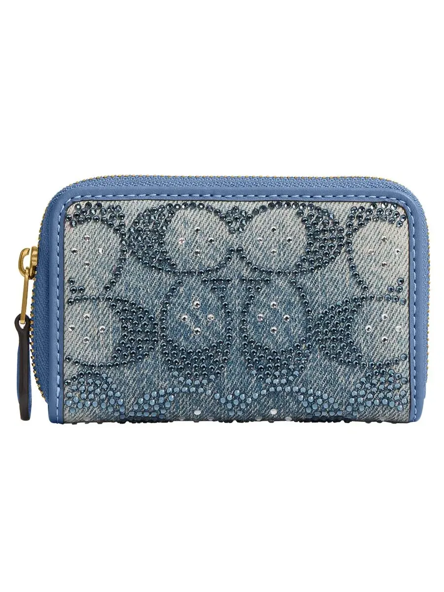 Картхолдер COACH Essential Crystal Denim Signature Zip Around Card Case