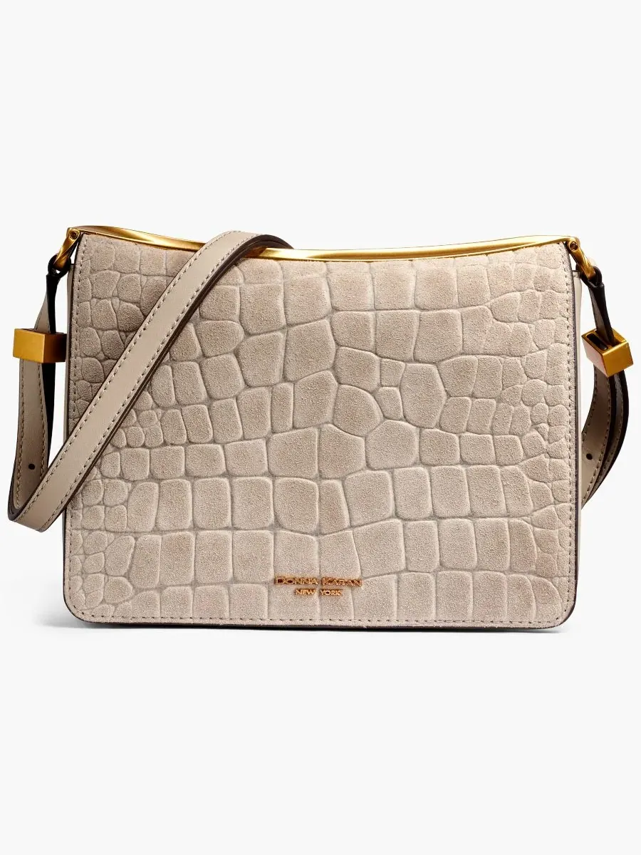Маленькая сумка через плечо Jericho из крокодиловой замши Donna Karan New York