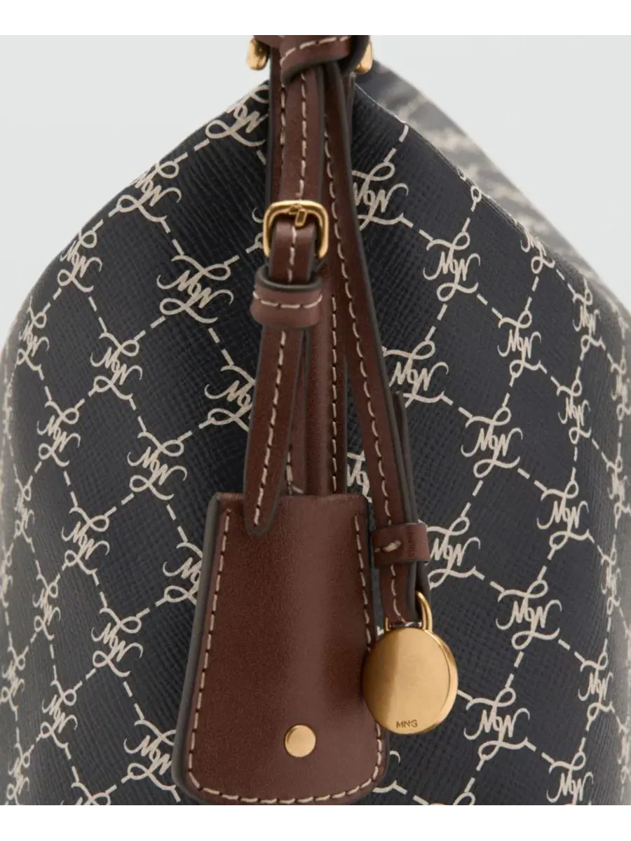 Небольшая сумка через плечо с принтом, модель Small Logo Shoulder Bag MANGO — изображение 2 из 4, темно-синий