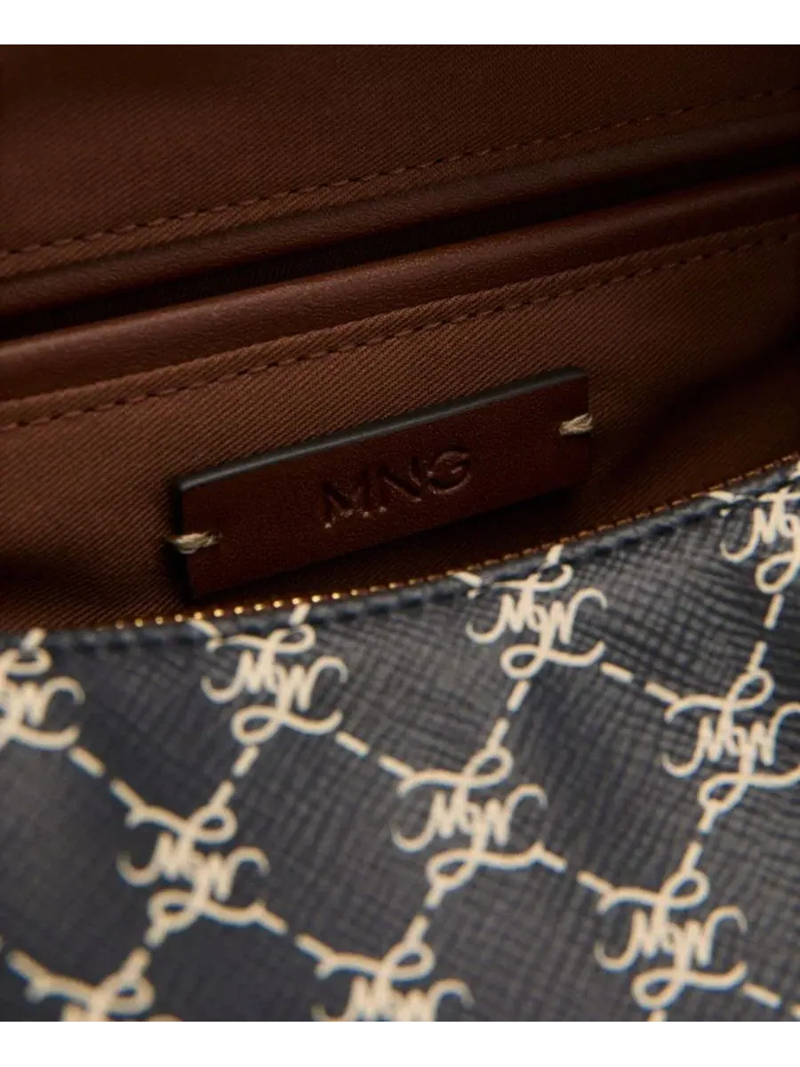 Небольшая сумка через плечо с принтом, модель Small Logo Shoulder Bag MANGO — изображение 4 из 4, темно-синий