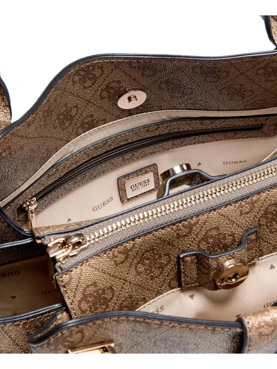 Сумка-шопер GUESS Yvonne Logo Girlfriend Medium Satchel — изображение 3 из 5, латте