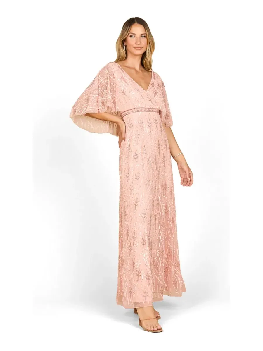 Платье с бисером и полунакидкой Lara, Lightpink — изображение 1 из 3