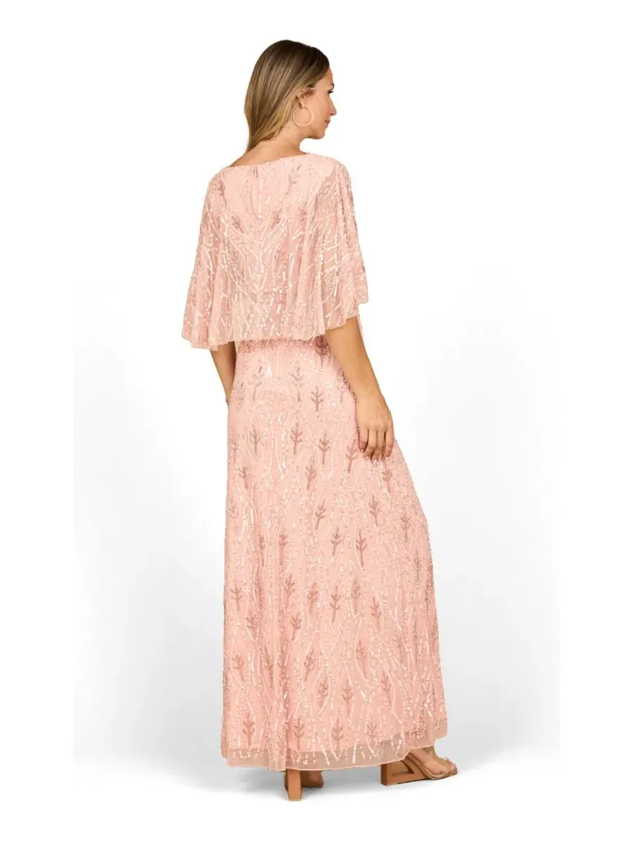Платье с бисером и полунакидкой Lara, Lightpink — изображение 2 из 3