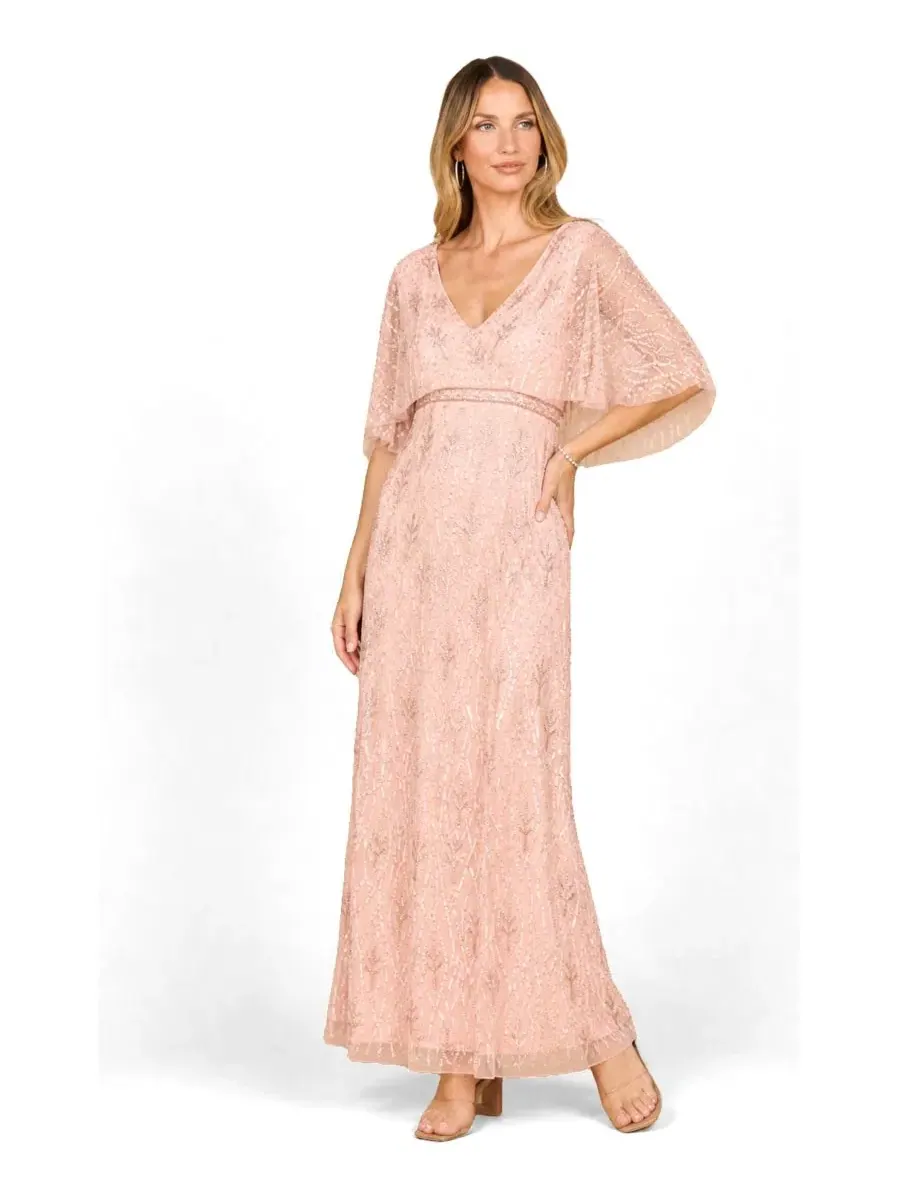 Платье с бисером и полунакидкой Lara, Lightpink — изображение 3 из 3