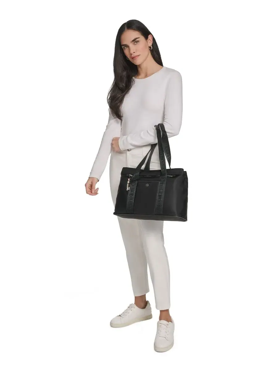 Большая сумка-шопер Caius Large Tote Handbag Calvin Klein — изображение 6 из 8, черный/серебристый