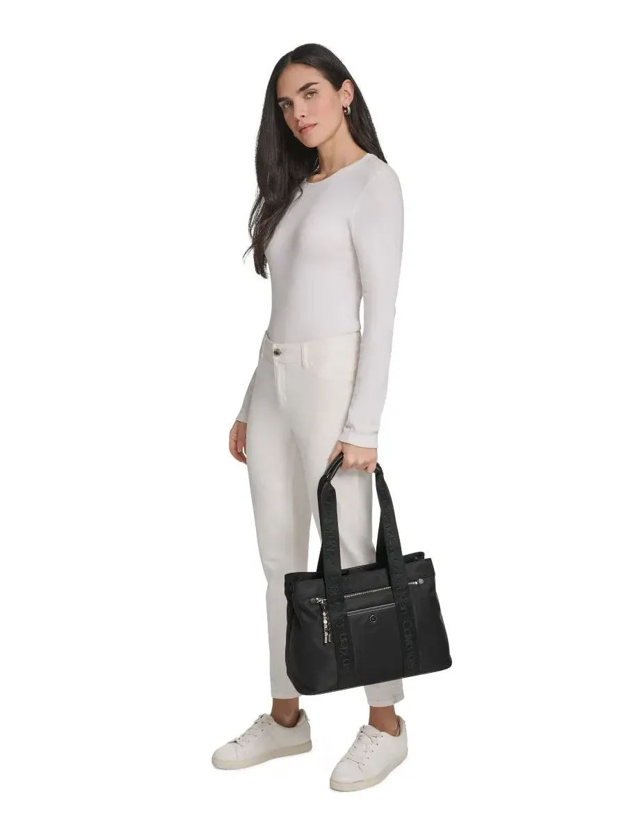 Большая сумка-шопер Caius Large Tote Handbag Calvin Klein — изображение 7 из 8, черный/серебристый