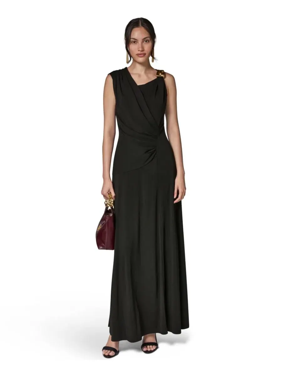 Вечернее платье без рукавов с асимметричным вырезом Donna Karan New York