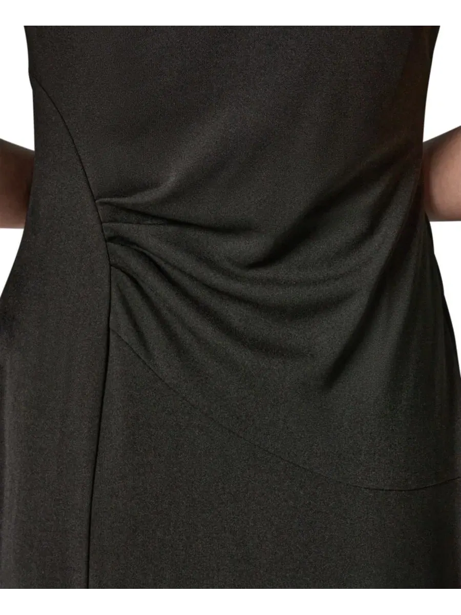 Вечернее платье без рукавов с асимметричным вырезом Donna Karan New York — изображение 6 из 7, черный