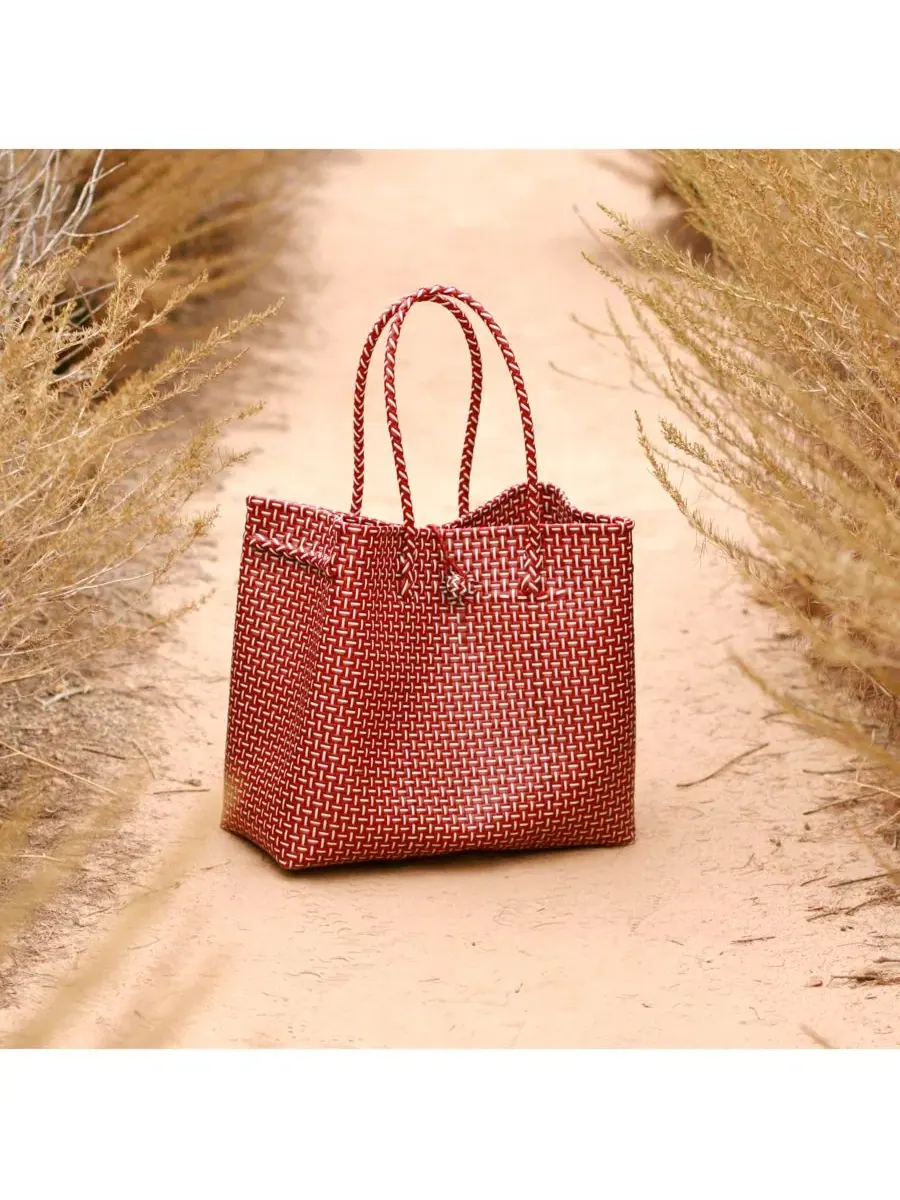 Плетеная сумка-шопер The Toko Recycled Tote Brunna.co — изображение 2 из 7, красный