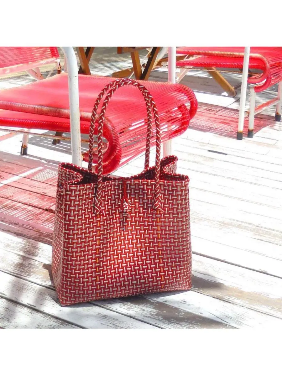 Плетеная сумка-шопер The Toko Recycled Tote Brunna.co — изображение 5 из 7, красный