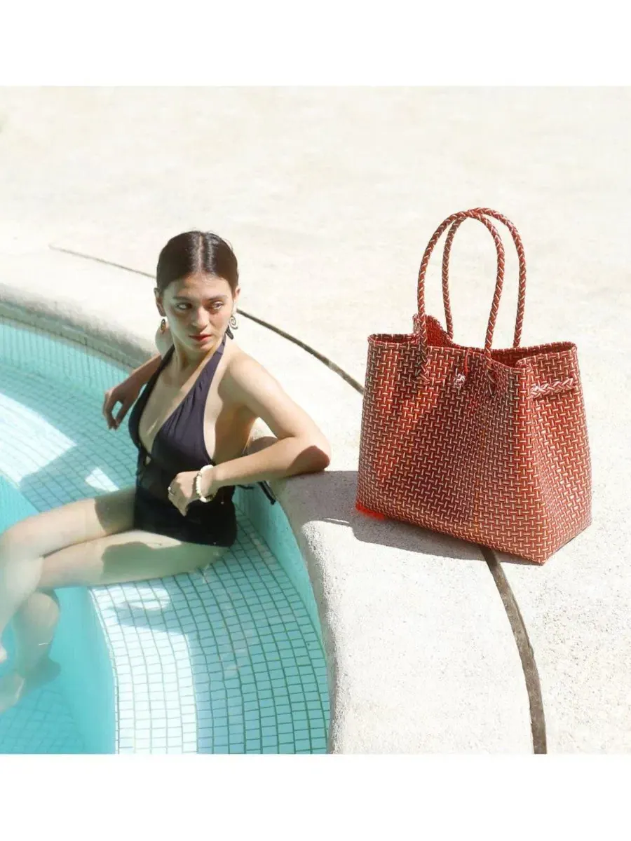 Плетеная сумка-шопер The Toko Recycled Tote Brunna.co — изображение 6 из 7, красный