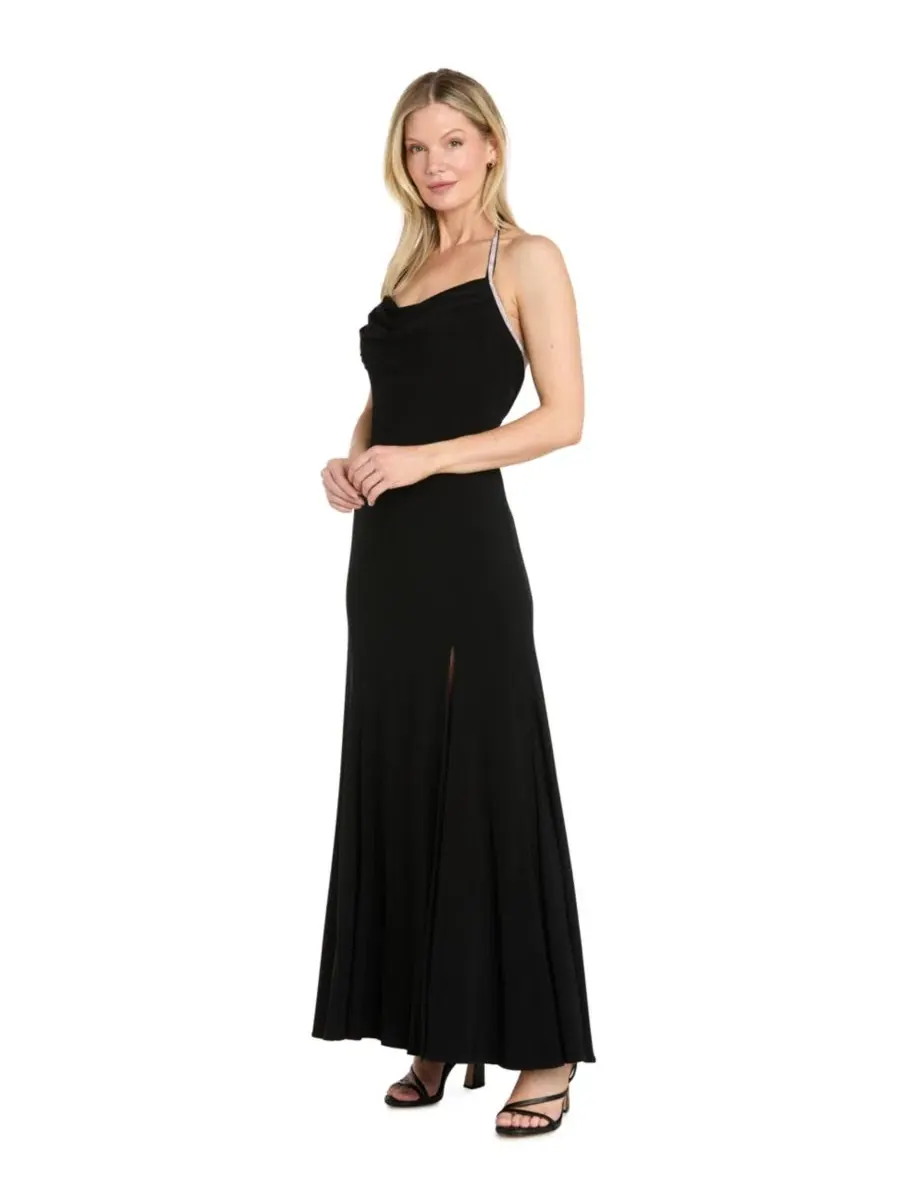 Вечернее платье в пол без рукавов с завязками на шее Petite Halter Neck Sleeveless Gown R & M