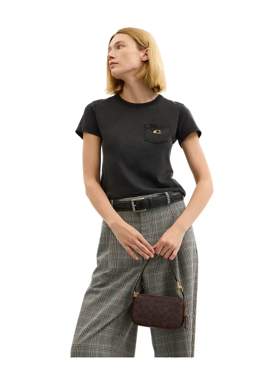 Сумка COACH Plaza Mini Signature Canvas Slim Shoulder Bag 18 — изображение 3 из 8, коричневый