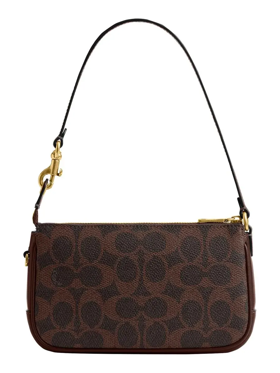 Сумка COACH Plaza Mini Signature Canvas Slim Shoulder Bag 18 — изображение 4 из 8, коричневый