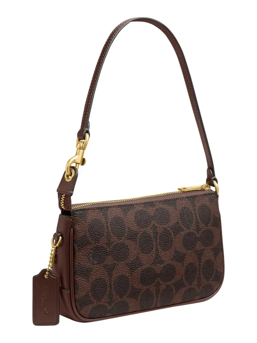 Сумка COACH Plaza Mini Signature Canvas Slim Shoulder Bag 18 — изображение 5 из 8, коричневый