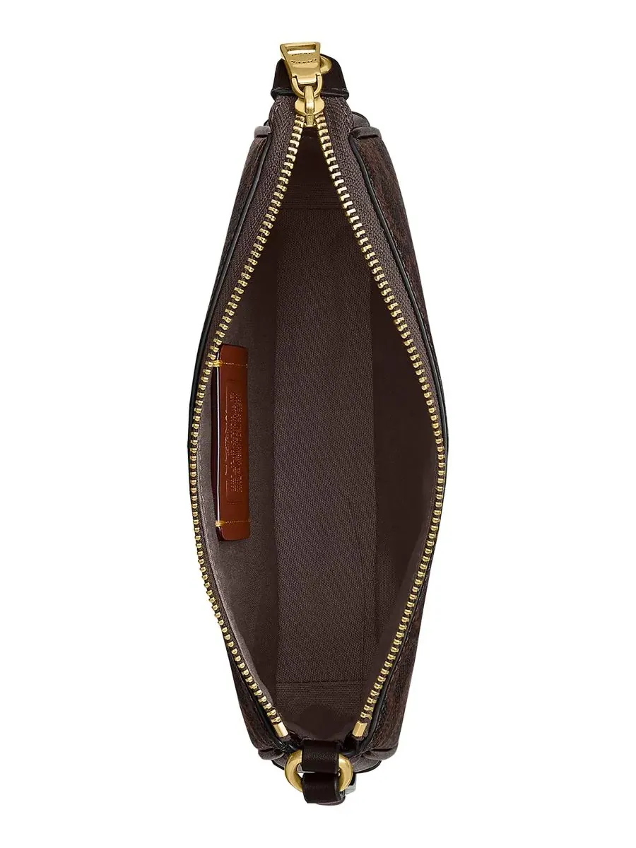 Сумка COACH Plaza Mini Signature Canvas Slim Shoulder Bag 18 — изображение 6 из 8, коричневый