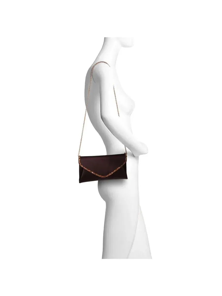 Вечерний клатч с кристаллами Mika Mix Crystal Envelope Jewel Badgley Mischka — изображение 4 из 4, коричневый