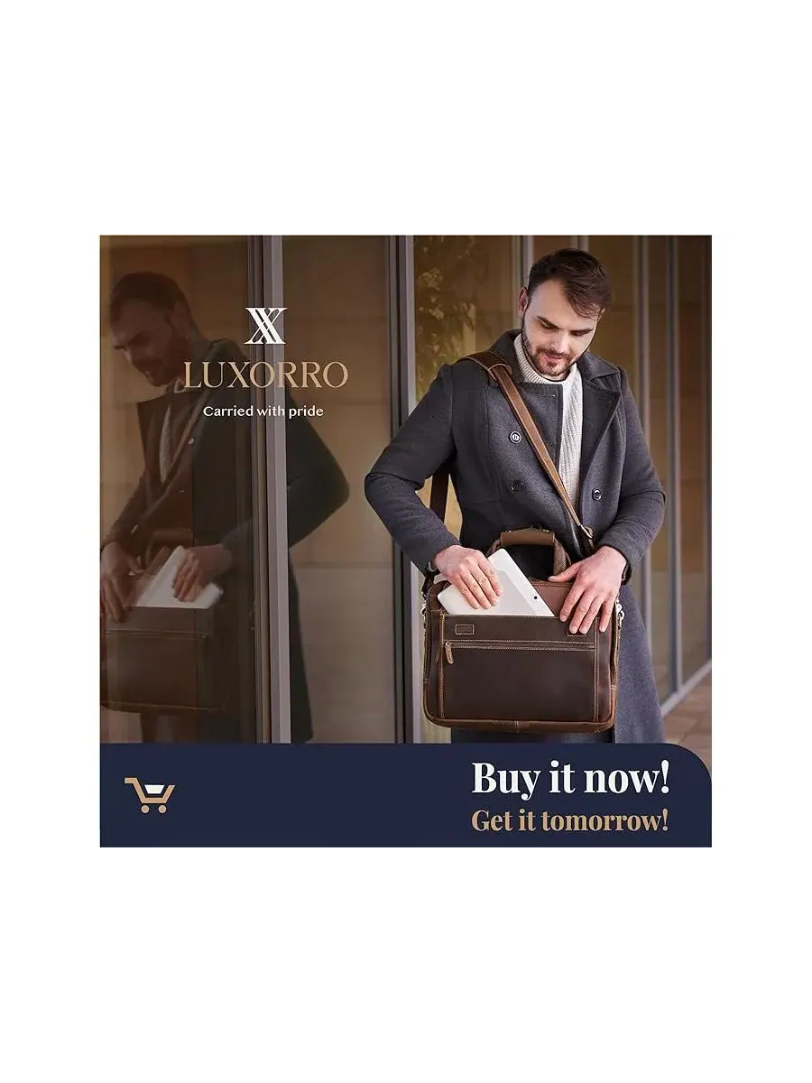 Luxorro Большой кожаный портфель - вместительный и элегантный - идеально подходит для повседневного — 9