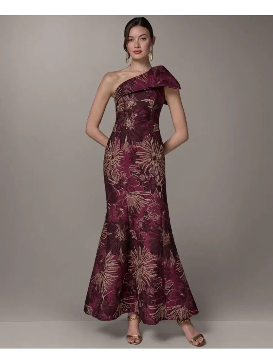 Вечернее платье с одним плечом Petite Metallic One-Shoulder Gown Donna Karan New York