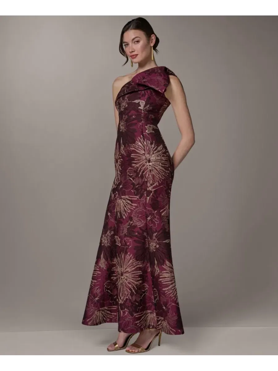 Вечернее платье с одним плечом Petite Metallic One-Shoulder Gown Donna Karan New York — изображение 2 из 5, мульти