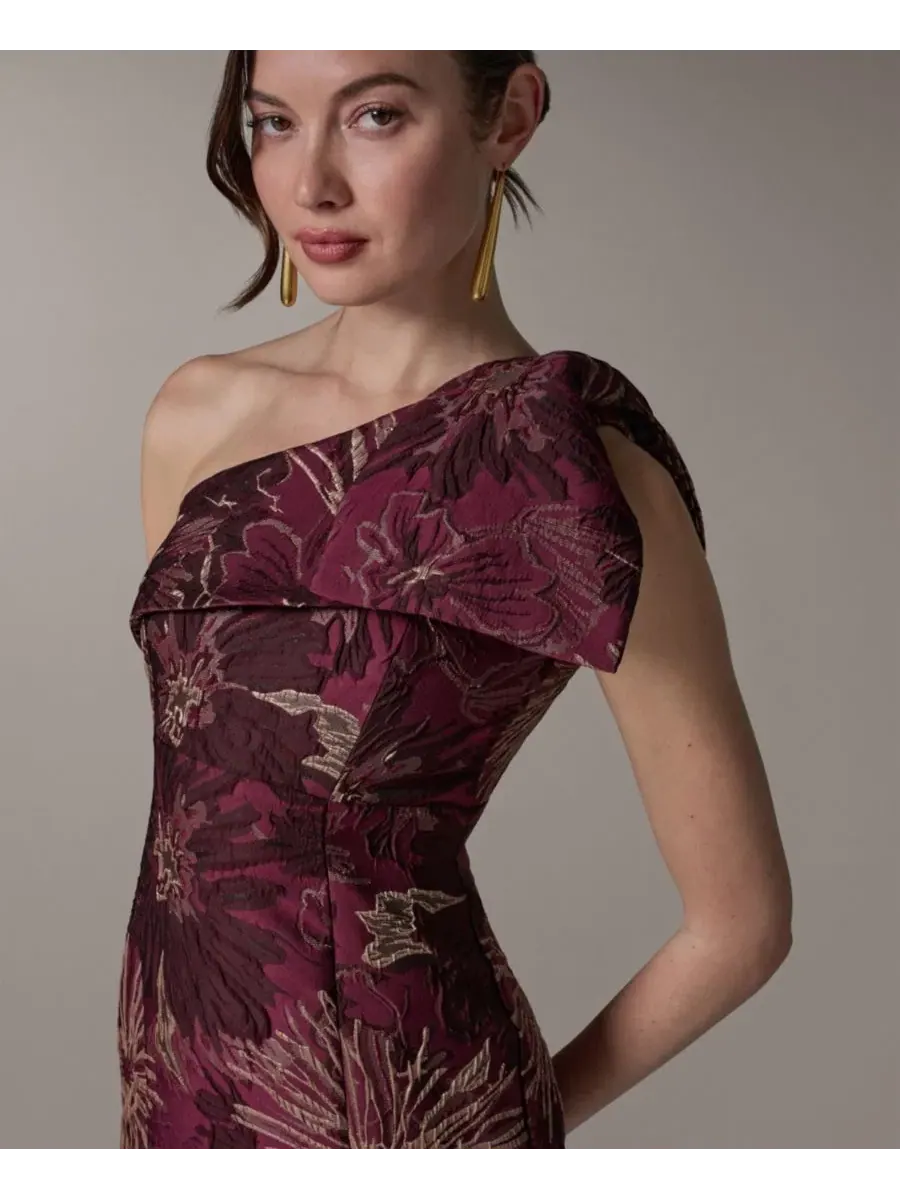 Вечернее платье с одним плечом Petite Metallic One-Shoulder Gown Donna Karan New York — изображение 3 из 5, мульти