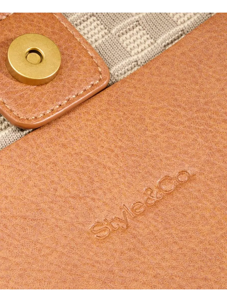 Сумка-шопер из мягкого трикотажа в клетку Extra-Large Style & Co — изображение 6 из 7, бежевый