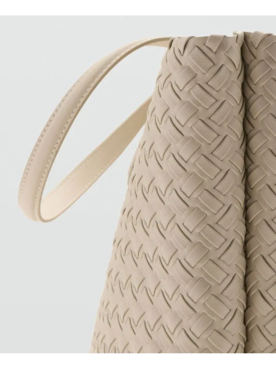 Сумка-шопер с плетением Braided Tote Bag MANGO — изображение 6 из 6, белый