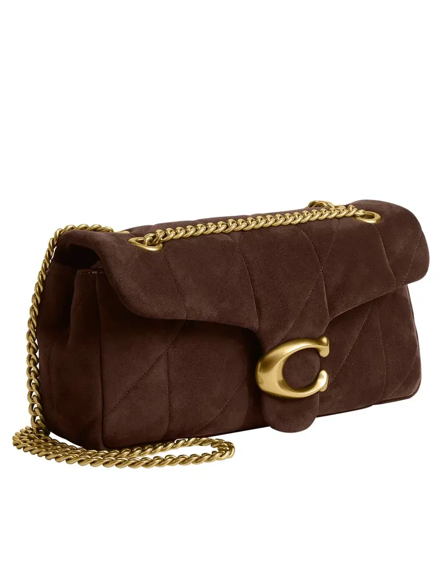 Сумка через плечо Soft Quilted Tabby Medium Suede Shoulder COACH — изображение 3 из 8, коричневый