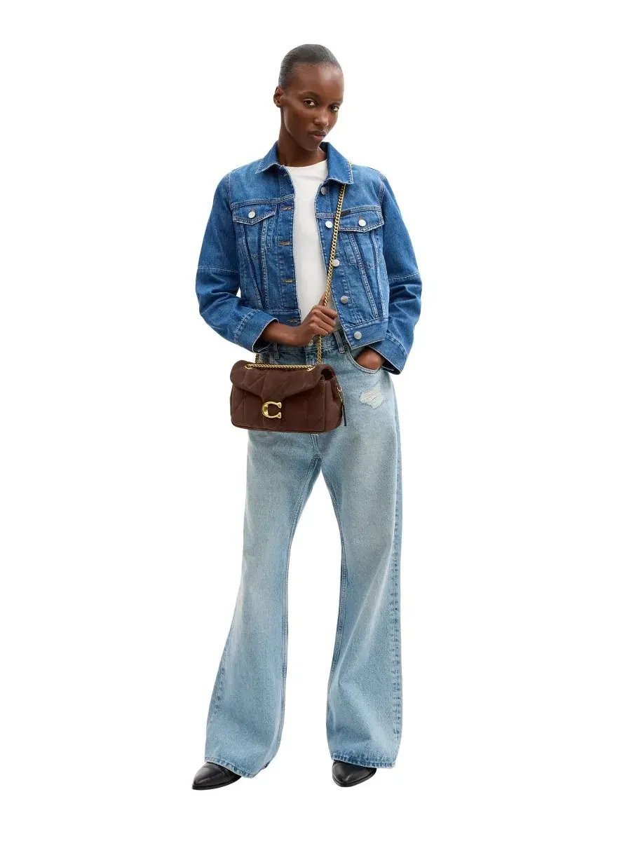 Сумка через плечо Soft Quilted Tabby Medium Suede Shoulder COACH — изображение 6 из 8, коричневый
