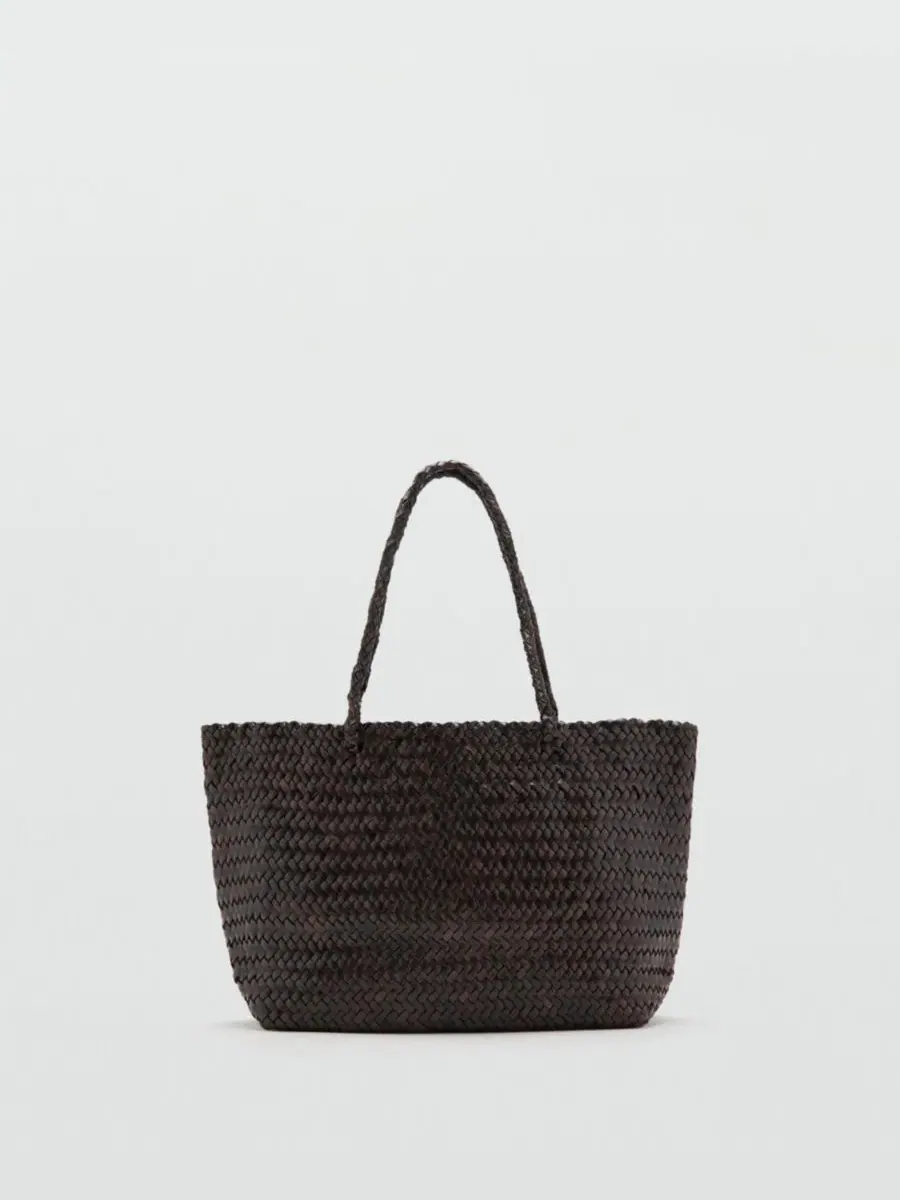 Сумка-шопер из козлиной кожи с плетением, Braided Leather Shopper MANGO