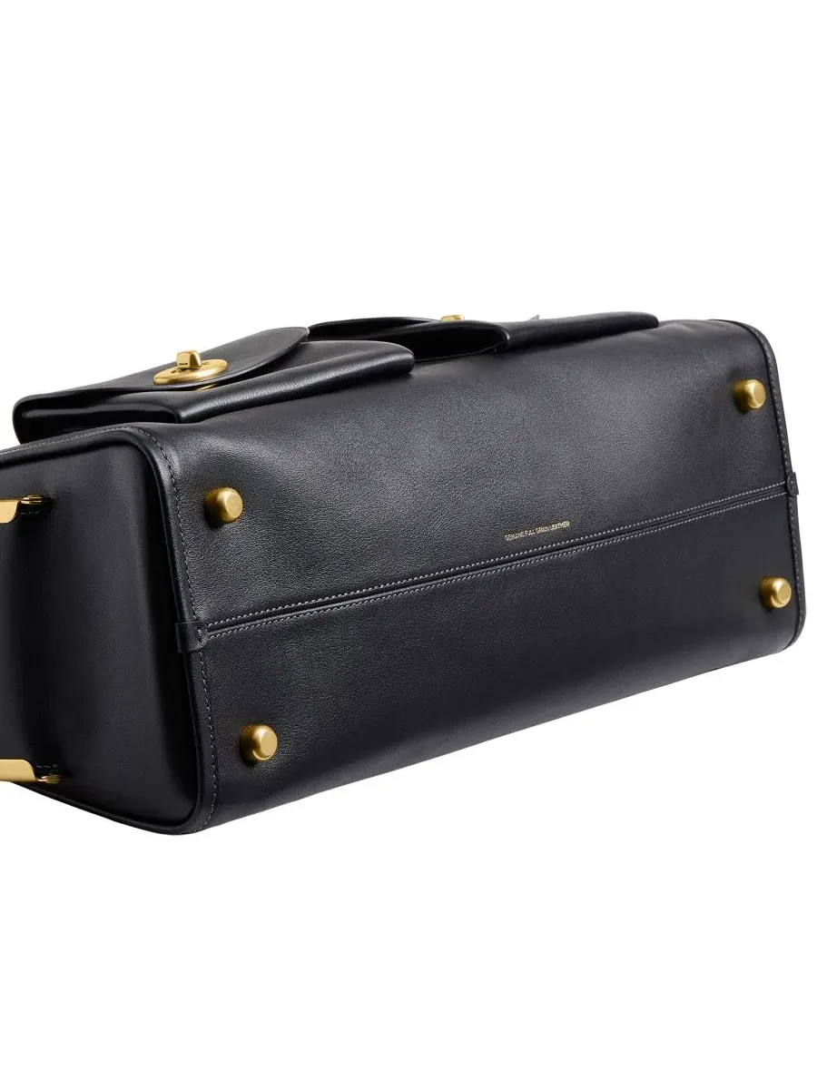 Большая кожаная сумка через плечо с поворотным замком Haversack Coach — изображение 9 из 9, черный