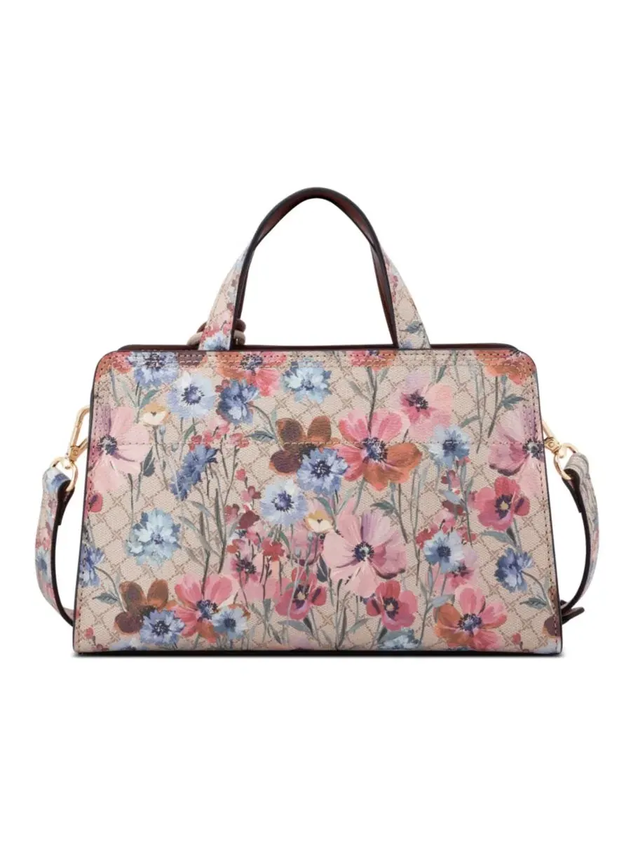 Мини-сэтчел-кроссбоди Khora East West Small Satchel Crossbody Bag Nine West, Floral Logo Chestnut — изображение 3 из 5