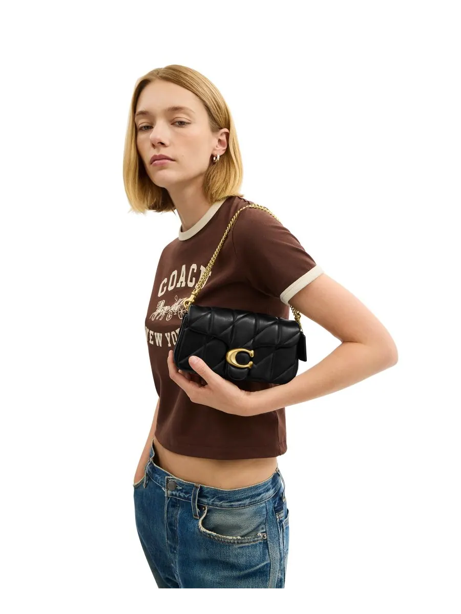 Стеганая мини-сумка через плечо COACH с цепочкой — 3