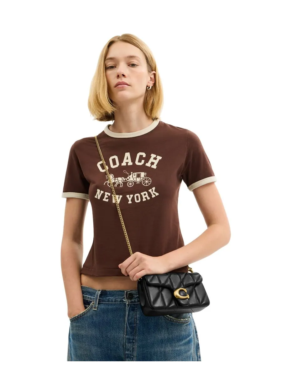 Стеганая мини-сумка через плечо COACH с цепочкой — 4