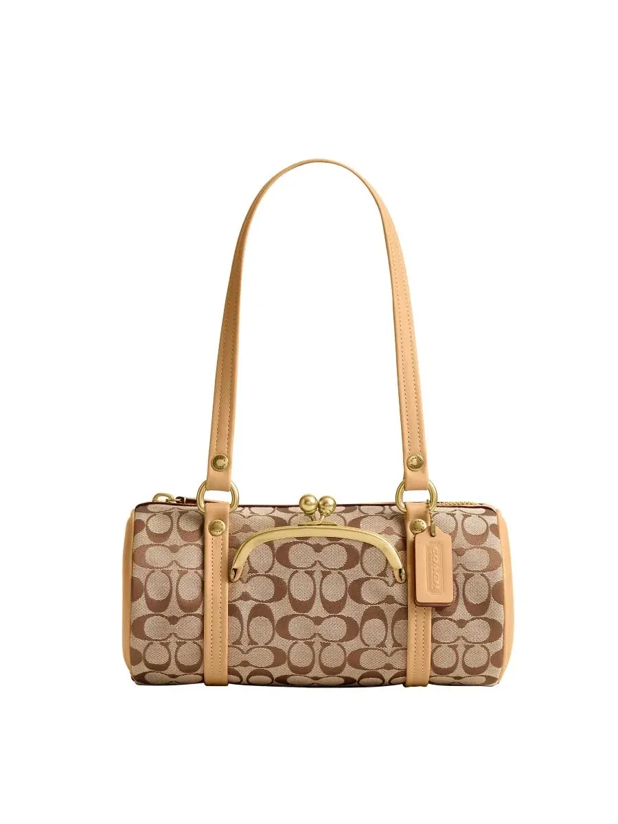 Сумка через плечо Kisslock Small Signature Jacquard Barrel Shoulder Bag 28 Coach