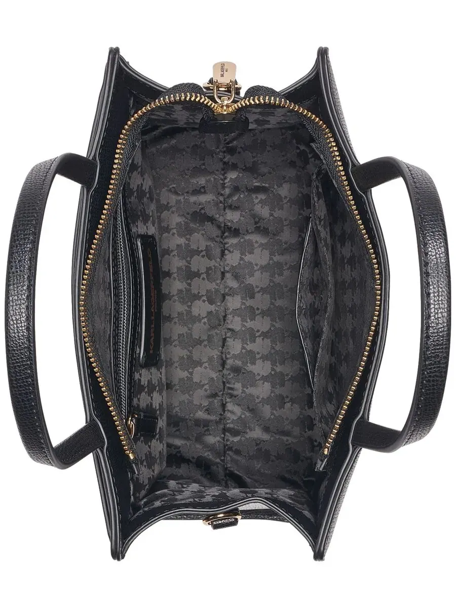 Сумка-шопер Maybelle Logo Print Small Satchel KARL LAGERFELD PARIS — изображение 4 из 8, черный/серебристый