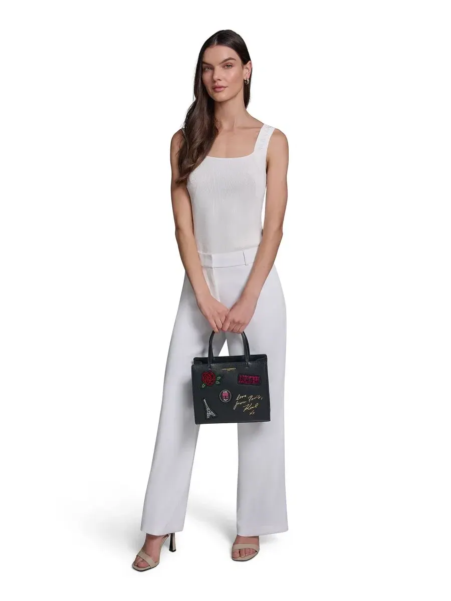 Сумка-шопер Maybelle Logo Print Small Satchel KARL LAGERFELD PARIS — изображение 6 из 8, черный/серебристый
