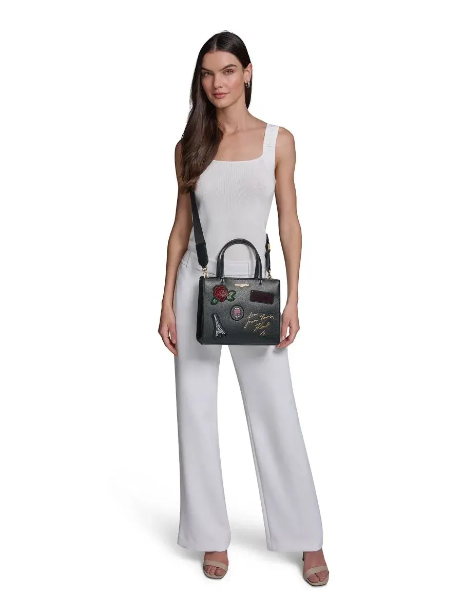 Сумка-шопер Maybelle Logo Print Small Satchel KARL LAGERFELD PARIS — изображение 8 из 8, черный/серебристый