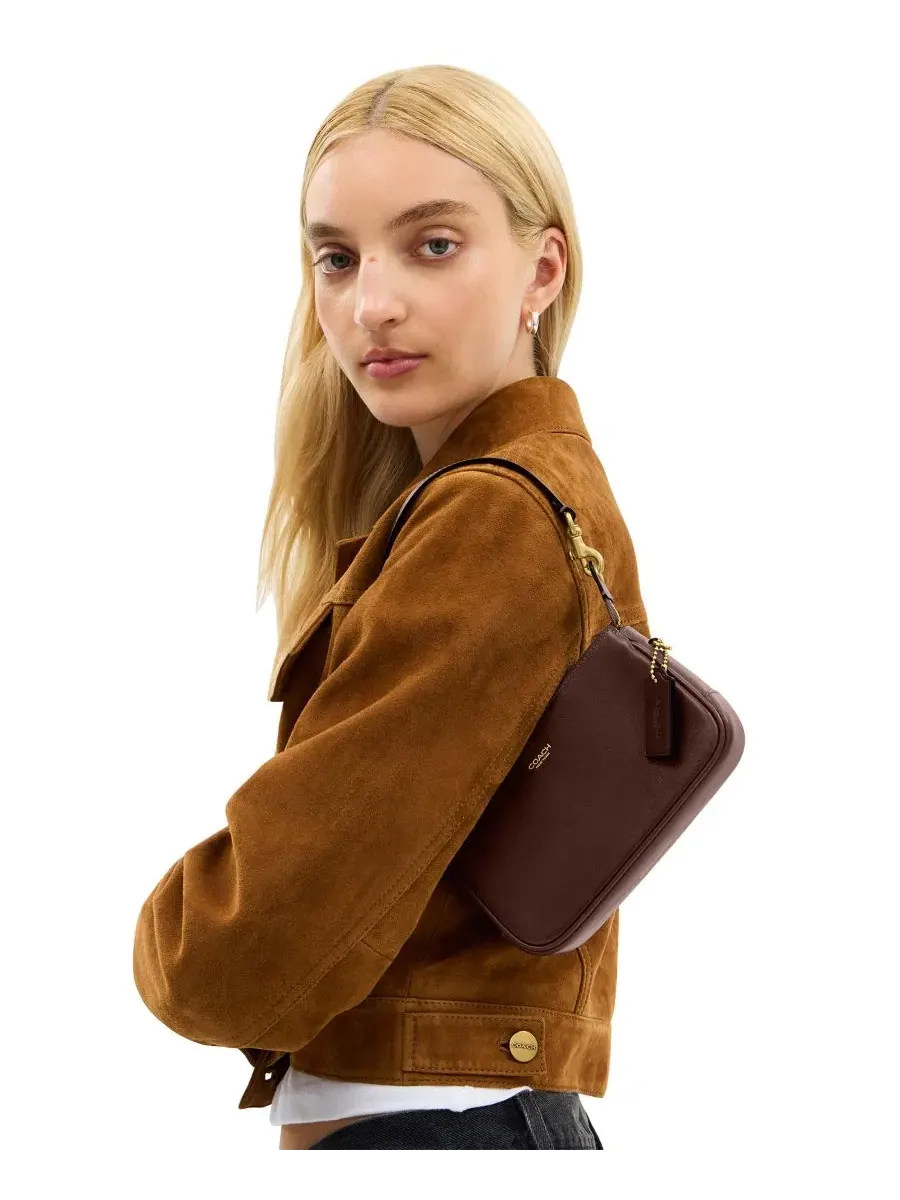 Мини-сумка через плечо с клапаном, кожаная COACH — изображение 4 из 12, зеленый