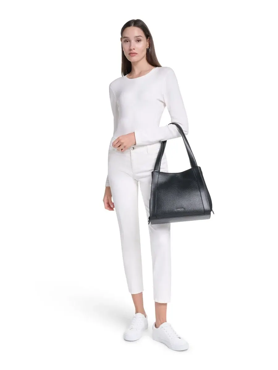 Сумка-тоут Calvin Klein Masie, средняя, с магнитной застежкой — изображение 2 из 8, черный/серебристый