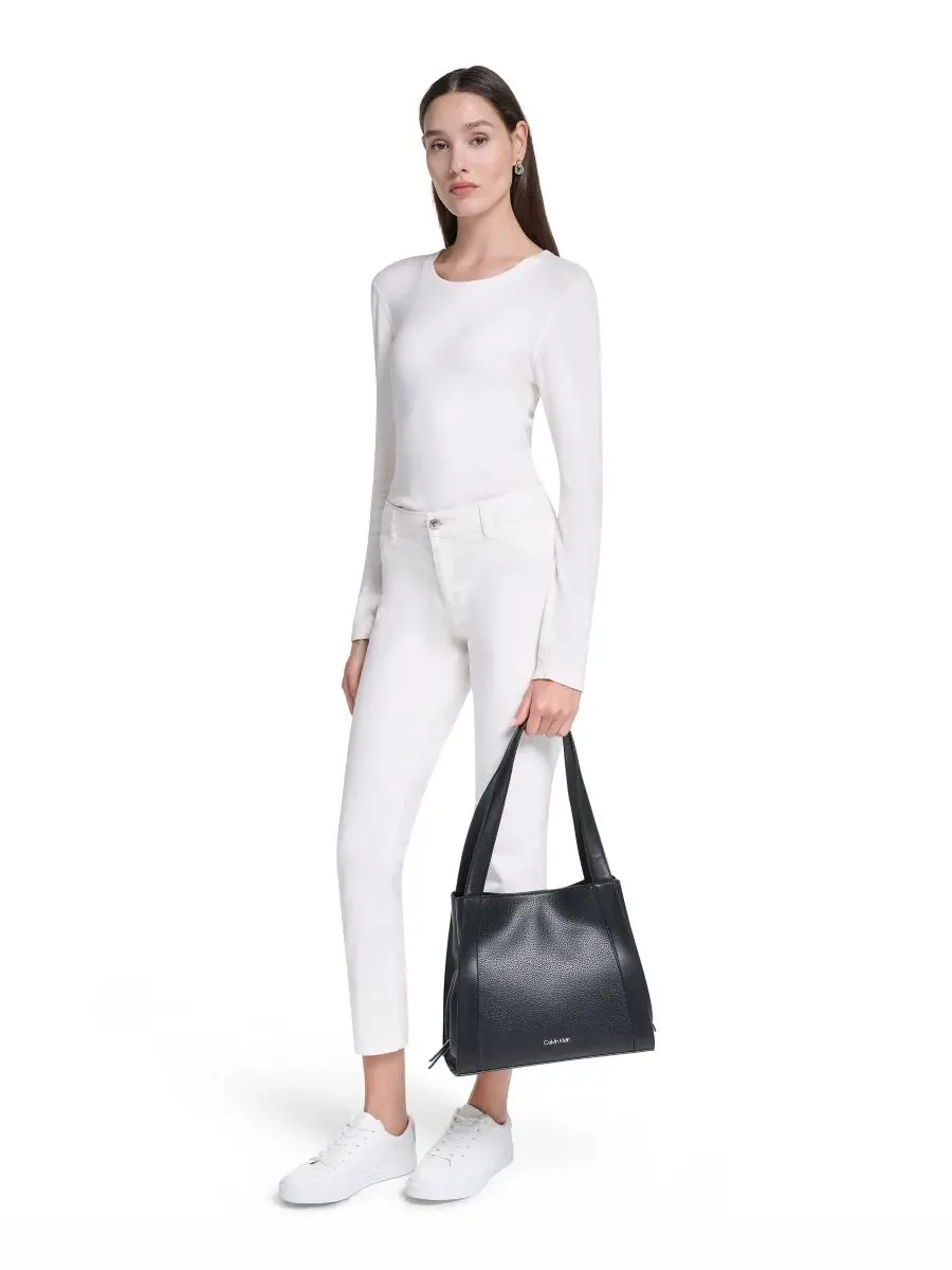 Сумка-тоут Calvin Klein Masie, средняя, с магнитной застежкой — изображение 7 из 8, черный/серебристый